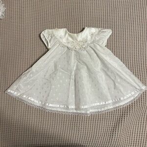 Vintage White Baby Christening Baptism Dress Set with Lace Details 6-9 Months